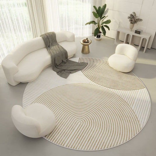 Cream Modern Simple Round Carpet - Grand Goldman