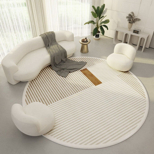 Cream Modern Simple Round Carpet - Grand Goldman