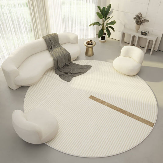 Cream Modern Simple Round Carpet - Grand Goldman