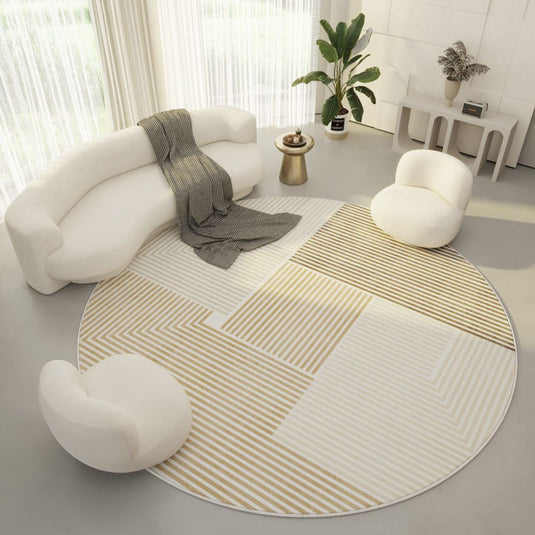 Cream Modern Simple Round Carpet - Grand Goldman