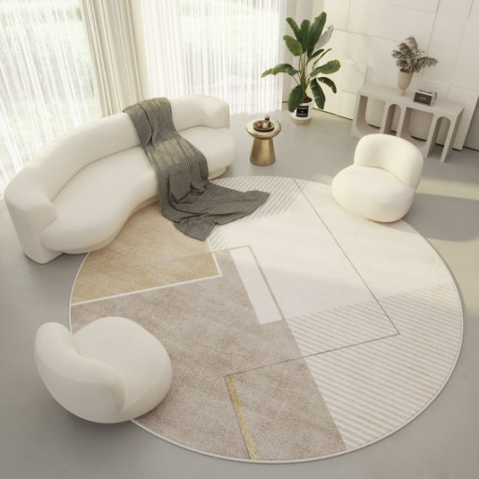 Cream Modern Simple Round Carpet - Grand Goldman