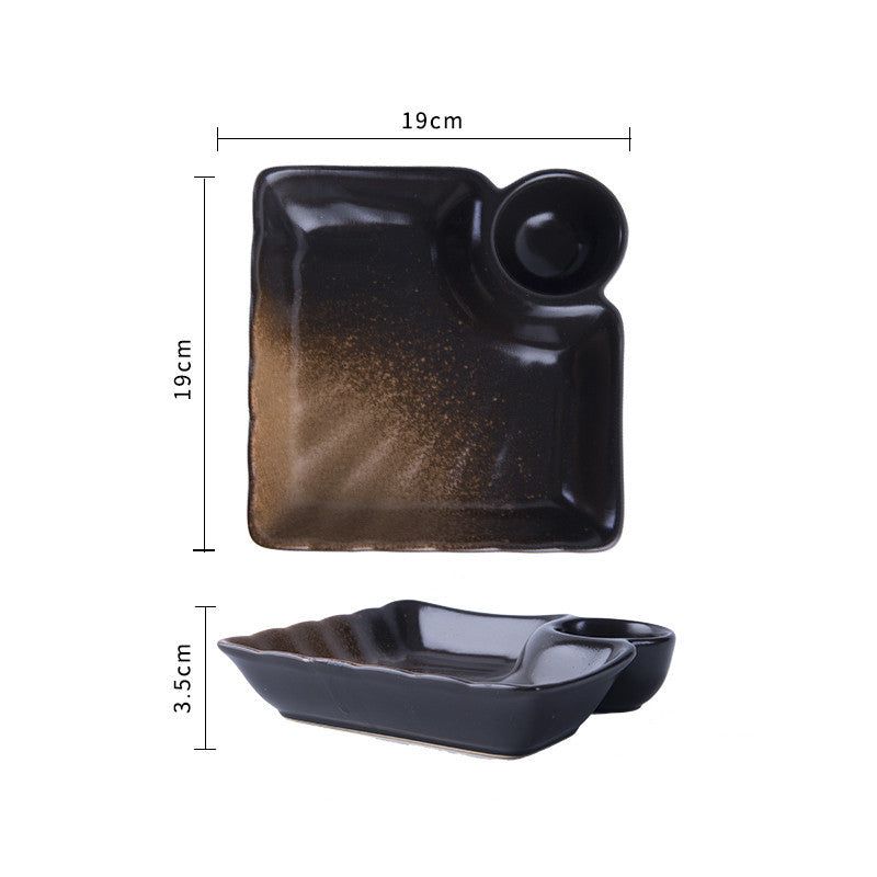 Creative Ceramic Japanese Dumpling Plate With Vinegar Dish - Grand Goldman