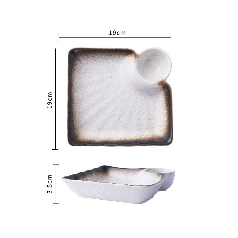Creative Ceramic Japanese Dumpling Plate With Vinegar Dish - Grand Goldman