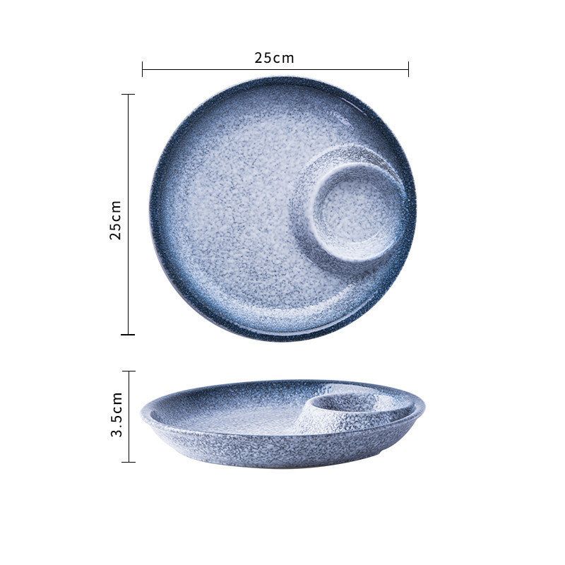 Creative Ceramic Japanese Dumpling Plate With Vinegar Dish - Grand Goldman