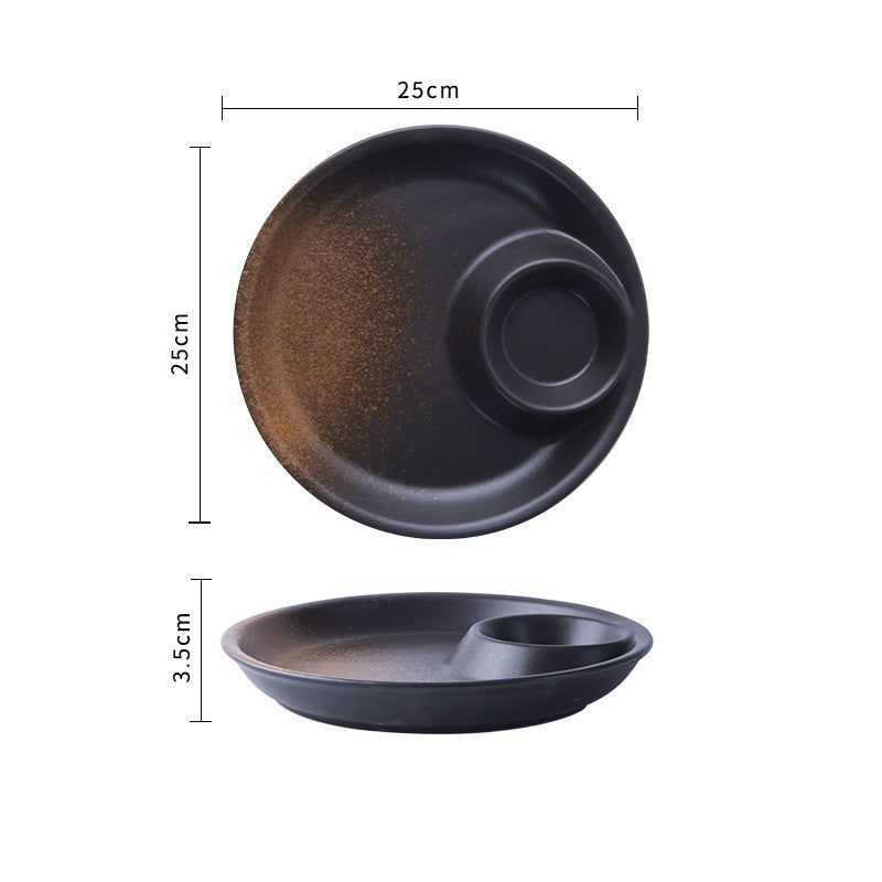 Creative Ceramic Japanese Dumpling Plate With Vinegar Dish - Grand Goldman