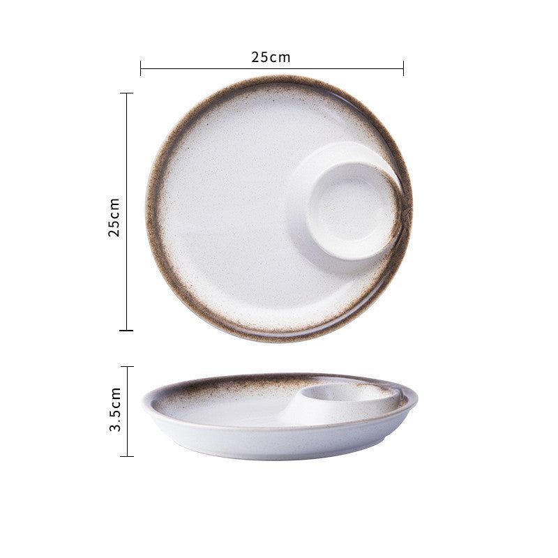 Creative Ceramic Japanese Dumpling Plate With Vinegar Dish - Grand Goldman