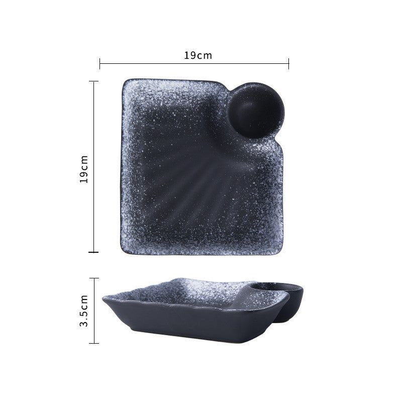 Creative Ceramic Japanese Dumpling Plate With Vinegar Dish - Grand Goldman