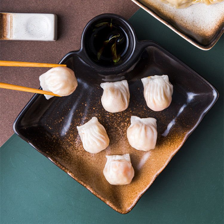 Creative Ceramic Japanese Dumpling Plate With Vinegar Dish - Grand Goldman