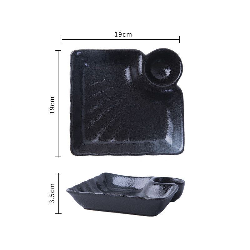 Creative Ceramic Japanese Dumpling Plate With Vinegar Dish - Grand Goldman