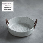 Creative Ceramic Tableware Rattan Handle Fruit Plate - Grand Goldman