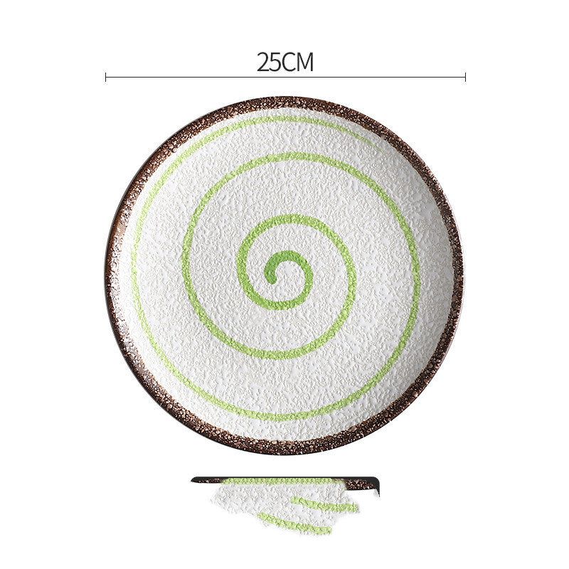 Creative Disc Flat Plate Shallow Plate Japanese Ceramic Tableware - Grand Goldman