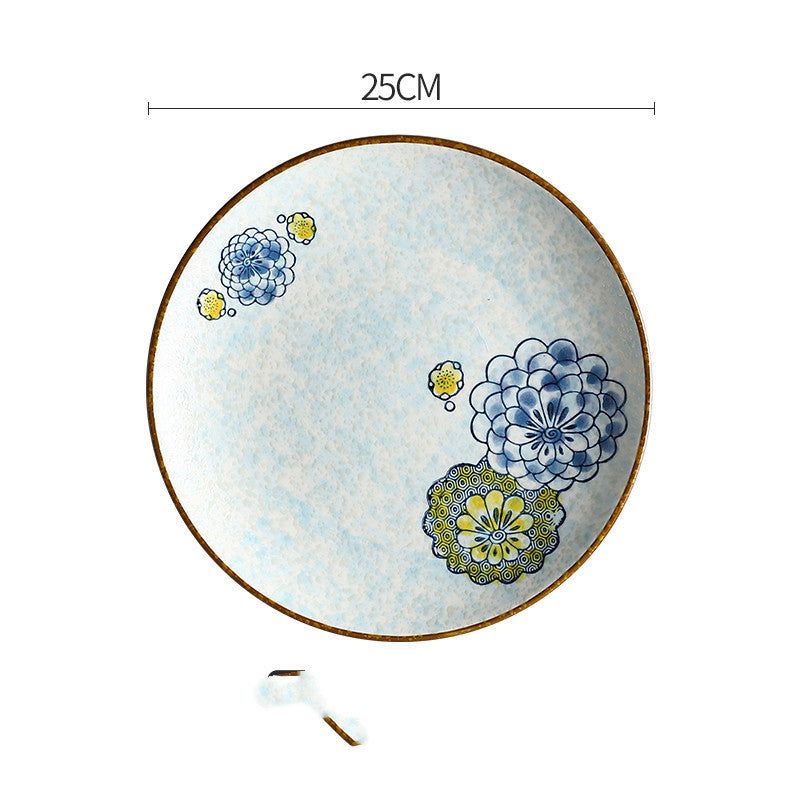 Creative Disc Flat Plate Shallow Plate Japanese Ceramic Tableware - Grand Goldman