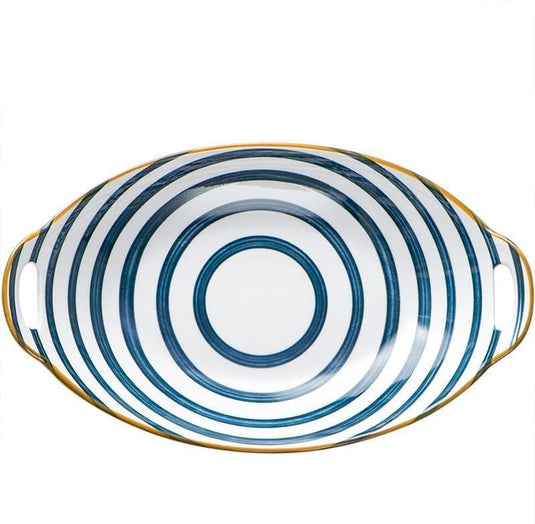 Creative Household Binaural Oval Ceramic Plate - Grand Goldman