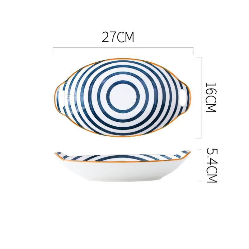 Creative Household Binaural Oval Ceramic Plate - Grand Goldman