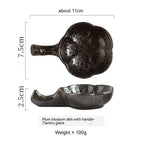Creative Japanese Style Ceramic Plate Simple With Handle Plum-shaped Dish - Grand Goldman
