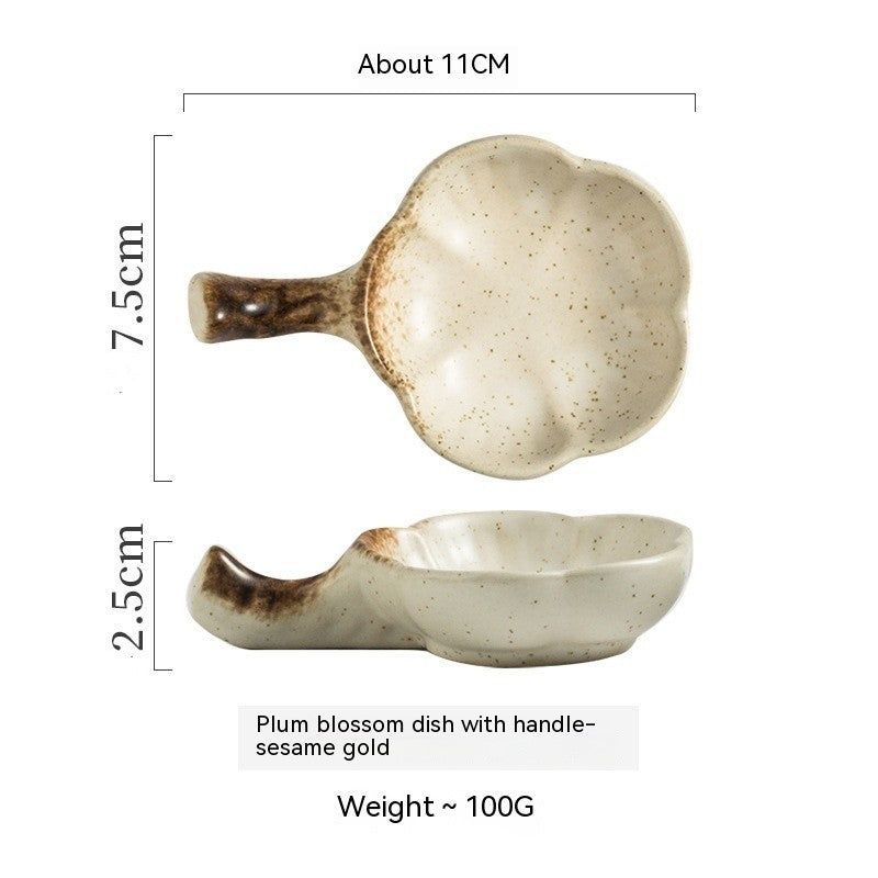 Creative Japanese Style Ceramic Plate Simple With Handle Plum-shaped Dish - Grand Goldman