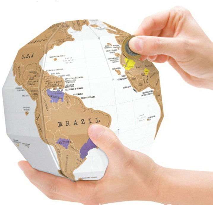Creative 3D Scratch Globe Map DIY Group Vertical World Globe Travel Map - Grand Goldman
