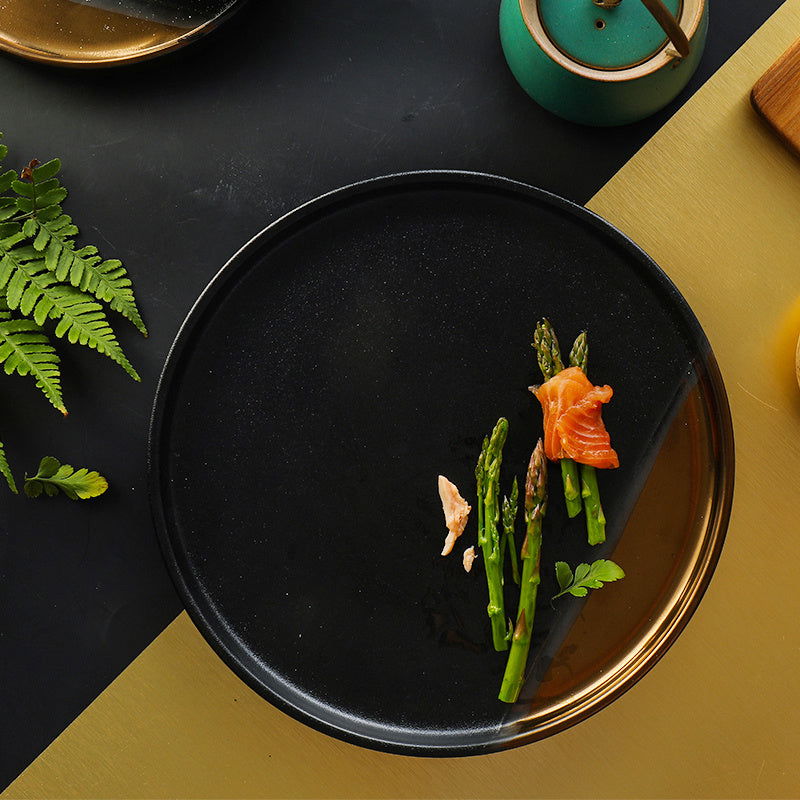Creative Black Gold Ceramic Plate Household Dishes - Grand Goldman