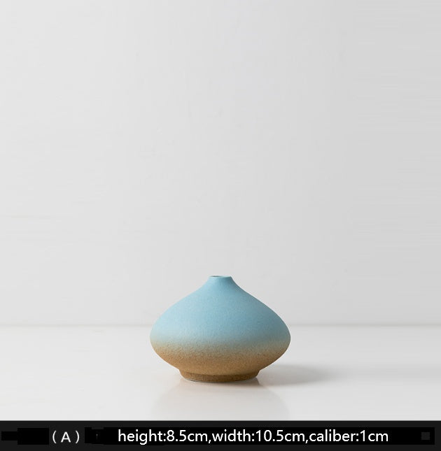 Creative Blue Brown Shade Ceramic Vase Various Forms Abstract Design Home Decor Flower Pot - Grand Goldman