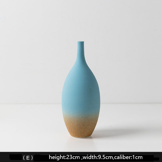 Creative Blue Brown Shade Ceramic Vase Various Forms Abstract Design Home Decor Flower Pot - Grand Goldman