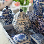 Creative Blue and White Porcelain Flower General Jar Large-capacity Tea Candy Sealed Storage Jar Ceramic Vase Crafts Home Decor - Grand Goldman