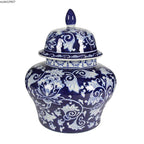 Creative Blue and White Porcelain Flower General Jar Large-capacity Tea Candy Sealed Storage Jar Ceramic Vase Crafts Home Decor - Grand Goldman