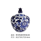 Creative Blue and White Porcelain Flower General Jar Large-capacity Tea Candy Sealed Storage Jar Ceramic Vase Crafts Home Decor - Grand Goldman