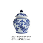 Creative Blue and White Porcelain Flower General Jar Large-capacity Tea Candy Sealed Storage Jar Ceramic Vase Crafts Home Decor - Grand Goldman