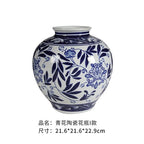 Creative Blue and White Porcelain Flower General Jar Large-capacity Tea Candy Sealed Storage Jar Ceramic Vase Crafts Home Decor - Grand Goldman