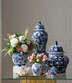 Creative Blue and White Porcelain Flower General Jar Large-capacity Tea Candy Sealed Storage Jar Ceramic Vase Crafts Home Decor - Grand Goldman