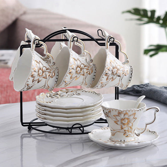 Creative Ceramic Bone China Lace Coffee Cup - Grand Goldman