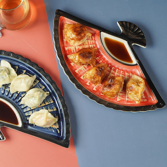Creative Ceramic Dumpling Plate With Vinegar Dish - Grand Goldman