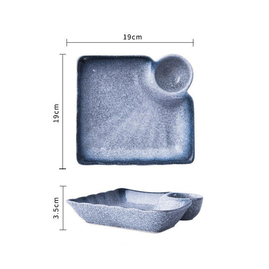 Creative Ceramic Japanese Dumpling Plate With Vinegar Dish - Grand Goldman