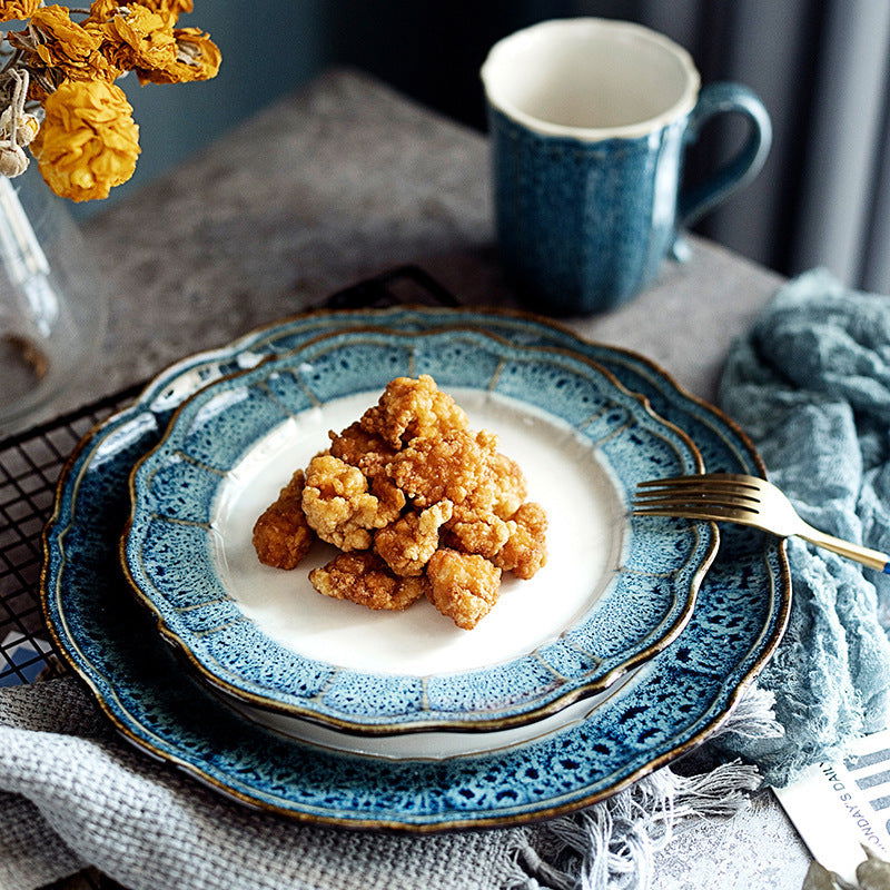 Creative Ceramic Plate American Retro Embossed Tableware Set - Grand Goldman