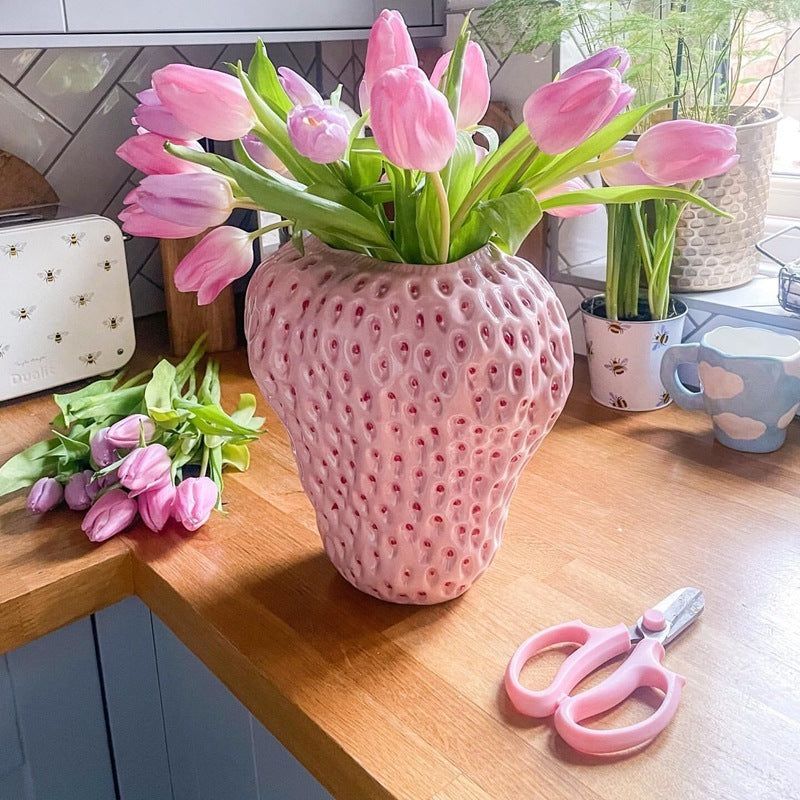 Creative Design Strawberry Ceramic Vase - Grand Goldman