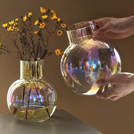Creative Glass Vase Transparent Hydroponic Flower Dry Flower Vase - Grand Goldman