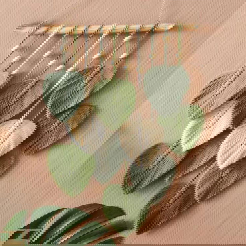 Creative Hand Weaving Cotton String Leaf Tapestry Wall Hanging - Grand Goldman