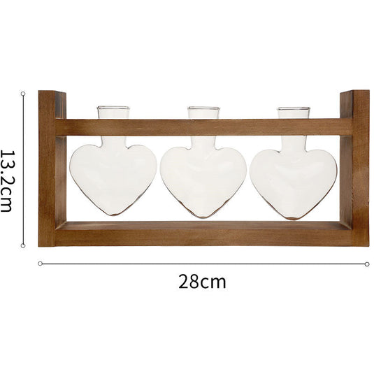 Creative Heart-shaped Hydroponic Vase Glass Wood Flower - Grand Goldman