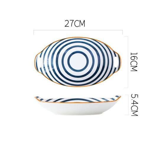 Creative Household Binaural Oval Ceramic Plate - Grand Goldman