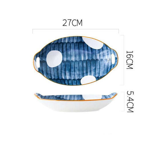 Creative Household Binaural Oval Ceramic Plate - Grand Goldman