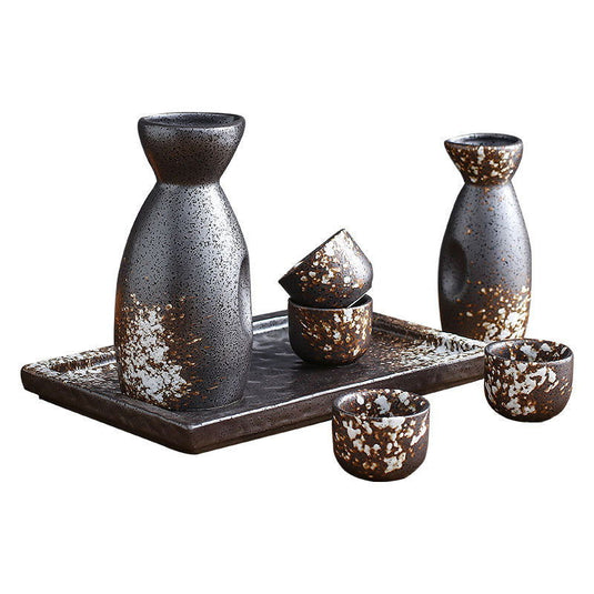 Creative Japanese Style Ceramic Wine Pot Tray Set - Grand Goldman