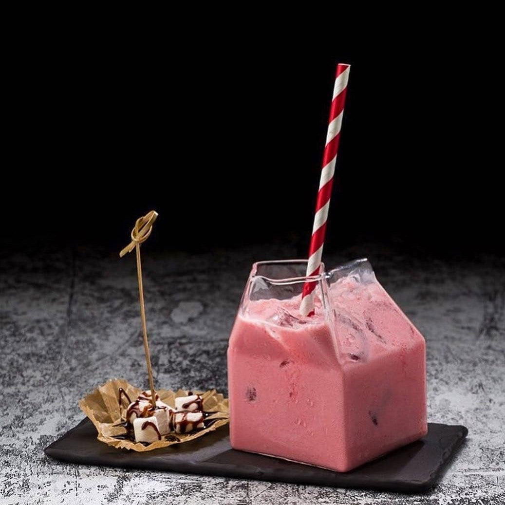 Creative Japanese Style Milk Carton Transparent Glass Square Milk Cup - Grand Goldman