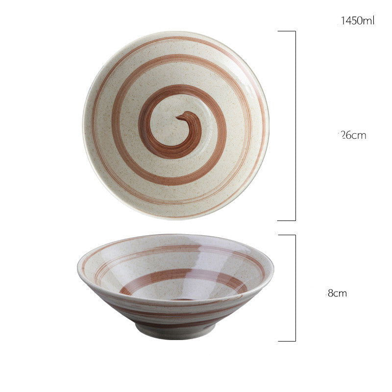 Creative Japanese Swirl Trumpet Bowl Large Size Ceramic Soup Noodle - Grand Goldman
