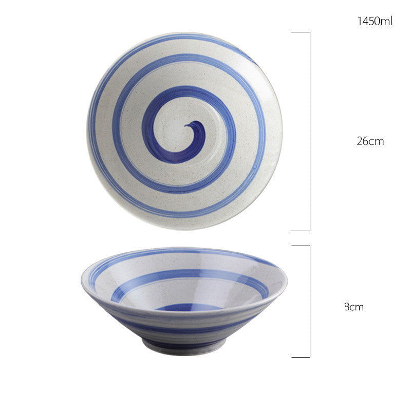 Creative Japanese Swirl Trumpet Bowl Large Size Ceramic Soup Noodle - Grand Goldman