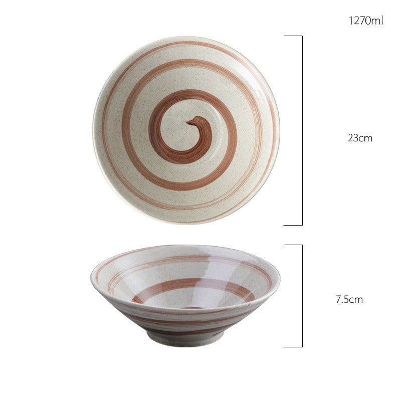 Creative Japanese Swirl Trumpet Bowl Large Size Ceramic Soup Noodle - Grand Goldman