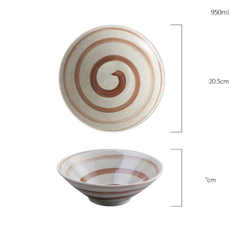 Creative Japanese Swirl Trumpet Bowl Large Size Ceramic Soup Noodle - Grand Goldman