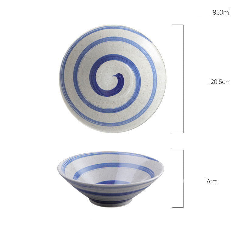 Creative Japanese Swirl Trumpet Bowl Large Size Ceramic Soup Noodle - Grand Goldman