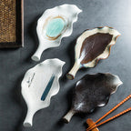 Creative Leaf Shaped Hand Painted Rough Ceramic Plate - Grand Goldman