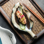 Creative Leaf Shaped Hand Painted Rough Ceramic Plate - Grand Goldman