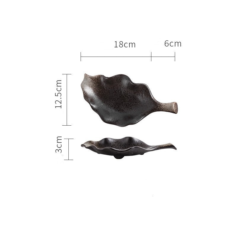 Creative Leaf Shaped Hand Painted Rough Ceramic Plate - Grand Goldman